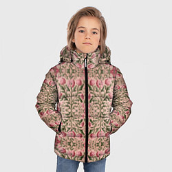 Куртка зимняя для мальчика Переплетение из розовых цветов, цвет: 3D-светло-серый — фото 2