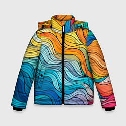Куртка зимняя для мальчика Цветовой волнообразный паттерн, цвет: 3D-черный