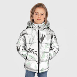 Куртка зимняя для мальчика Зайцы и растения паттерн, цвет: 3D-красный — фото 2