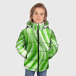 Куртка зимняя для мальчика Белые и зеленый волны, цвет: 3D-черный — фото 2