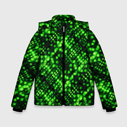 Куртка зимняя для мальчика Зеленые точечные ромбы, цвет: 3D-черный