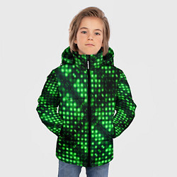 Куртка зимняя для мальчика Яркие зеленые точки, цвет: 3D-черный — фото 2