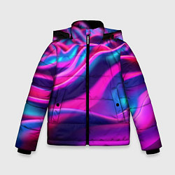 Куртка зимняя для мальчика Фиолетовые неоновые волны, цвет: 3D-красный