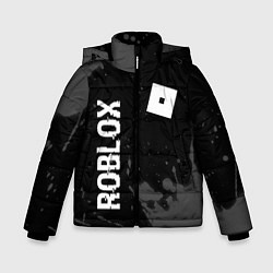 Зимняя куртка для мальчика Roblox glitch на темном фоне: надпись, символ