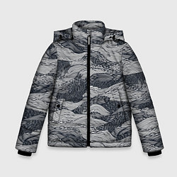 Зимняя куртка для мальчика Черные абстрактные волны