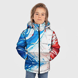 Куртка зимняя для мальчика Белые синие красные брызги, цвет: 3D-светло-серый — фото 2