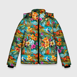 Зимняя куртка для мальчика Яркие разные цветочки