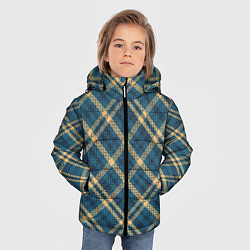 Куртка зимняя для мальчика Зеленый орнамент волнистая клетка, цвет: 3D-черный — фото 2