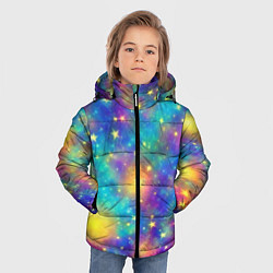 Куртка зимняя для мальчика Звездный космос, сияющий волшебством, цвет: 3D-черный — фото 2