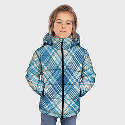 Куртка зимняя для мальчика Орнамент синие голубые зеленые пазлы, цвет: 3D-светло-серый — фото 2