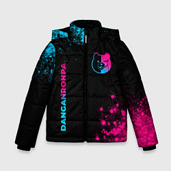 Куртка зимняя для мальчика Danganronpa - neon gradient: надпись, символ, цвет: 3D-черный