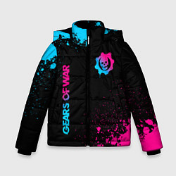 Куртка зимняя для мальчика Gears of War - neon gradient: надпись, символ, цвет: 3D-черный