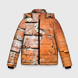 Куртка зимняя для мальчика Кирпичная стена под штукатуркой, цвет: 3D-красный