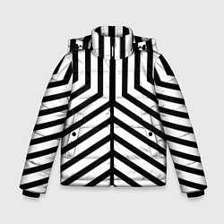 Куртка зимняя для мальчика Черно-белые полосы в узоре, цвет: 3D-светло-серый