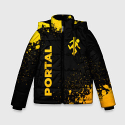 Куртка зимняя для мальчика Portal - gold gradient: надпись, символ, цвет: 3D-черный