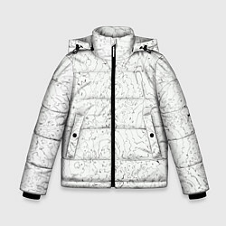 Куртка зимняя для мальчика Хаотичная черно-белая рябь - узор Хуф и Ся, цвет: 3D-светло-серый