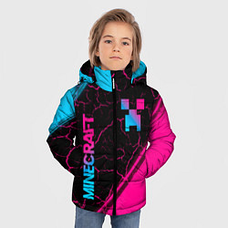 Куртка зимняя для мальчика Minecraft - neon gradient: надпись, символ, цвет: 3D-черный — фото 2