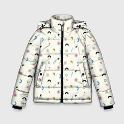Куртка зимняя для мальчика Маленькие фигурки, цвет: 3D-черный