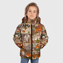 Куртка зимняя для мальчика Коллаж из сказочных зверей - совы, белки, ёжики, цвет: 3D-красный — фото 2