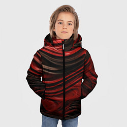 Куртка зимняя для мальчика Кожаная красная и черная текстура, цвет: 3D-красный — фото 2