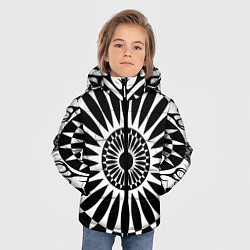 Куртка зимняя для мальчика Черно белый узор с радиусами, цвет: 3D-черный — фото 2