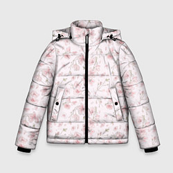 Зимняя куртка для мальчика Акварельный паттерн цветов сакуры