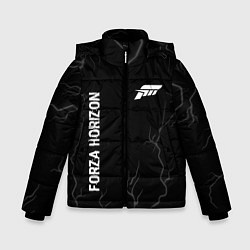 Куртка зимняя для мальчика Forza Horizon glitch на темном фоне: надпись, симв, цвет: 3D-черный