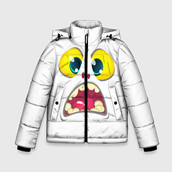 Куртка зимняя для мальчика Симпатичное мультяшное лицо монстра, цвет: 3D-светло-серый
