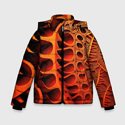 Куртка зимняя для мальчика Объемная оранжевая абстракция, цвет: 3D-черный