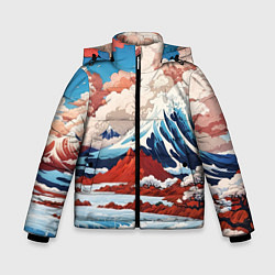 Куртка зимняя для мальчика Пейзаж в Японском ретро стиле, цвет: 3D-светло-серый
