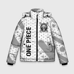 Куртка зимняя для мальчика One Piece glitch на светлом фоне: надпись, символ, цвет: 3D-черный