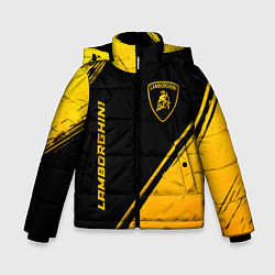 Зимняя куртка для мальчика Lamborghini - gold gradient: надпись, символ
