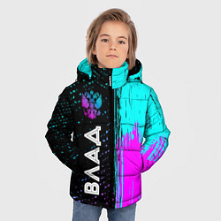 Куртка зимняя для мальчика Влад и неоновый герб России: по-вертикали, цвет: 3D-черный — фото 2