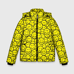 Куртка зимняя для мальчика Счастливые смайлики, цвет: 3D-черный