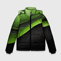 Куртка зимняя для мальчика Black green abstract, цвет: 3D-светло-серый