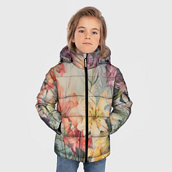 Куртка зимняя для мальчика Акварельные лилии, цвет: 3D-светло-серый — фото 2
