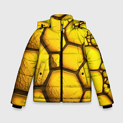 Куртка зимняя для мальчика Желтые объемные плиты, цвет: 3D-черный