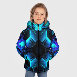 Куртка зимняя для мальчика Неоновые синие плиты, цвет: 3D-светло-серый — фото 2