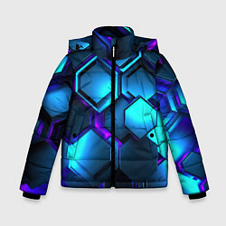 Куртка зимняя для мальчика Объемные неоновые плиты, цвет: 3D-светло-серый