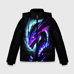 Зимняя куртка для мальчика Морда дракона - неоновое свечение