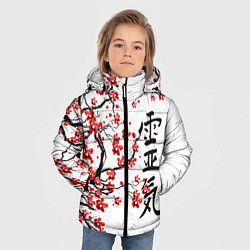 Куртка зимняя для мальчика Цветущее дерево сакуры, цвет: 3D-красный — фото 2