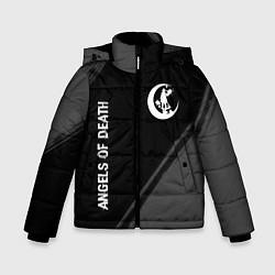 Куртка зимняя для мальчика Angels of Death glitch на темном фоне: надпись, си, цвет: 3D-черный