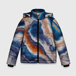 Зимняя куртка для мальчика Текстура агата сине-оранжевая