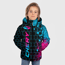 Куртка зимняя для мальчика Chery - neon gradient: по-вертикали, цвет: 3D-черный — фото 2