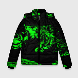 Куртка зимняя для мальчика Зеленый светящийся дым, цвет: 3D-черный