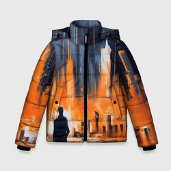 Куртка зимняя для мальчика Мегаполис с силуэтом человека, цвет: 3D-черный