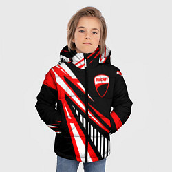 Куртка зимняя для мальчика Ducati- красные абстрактные фигуры, цвет: 3D-светло-серый — фото 2