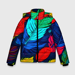 Куртка зимняя для мальчика Яркие перья, цвет: 3D-черный