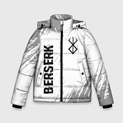 Куртка зимняя для мальчика Berserk glitch на светлом фоне: надпись, символ, цвет: 3D-черный