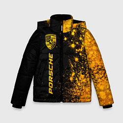 Куртка зимняя для мальчика Porsche - gold gradient: по-вертикали, цвет: 3D-черный